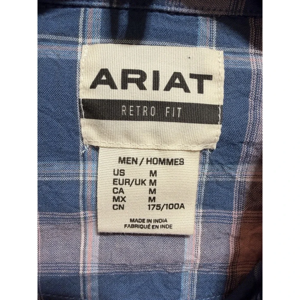 Ariat Retro Fit Pearl Snap Western Shirt Men's Medium Long Sleeve - Picture 3 of 5